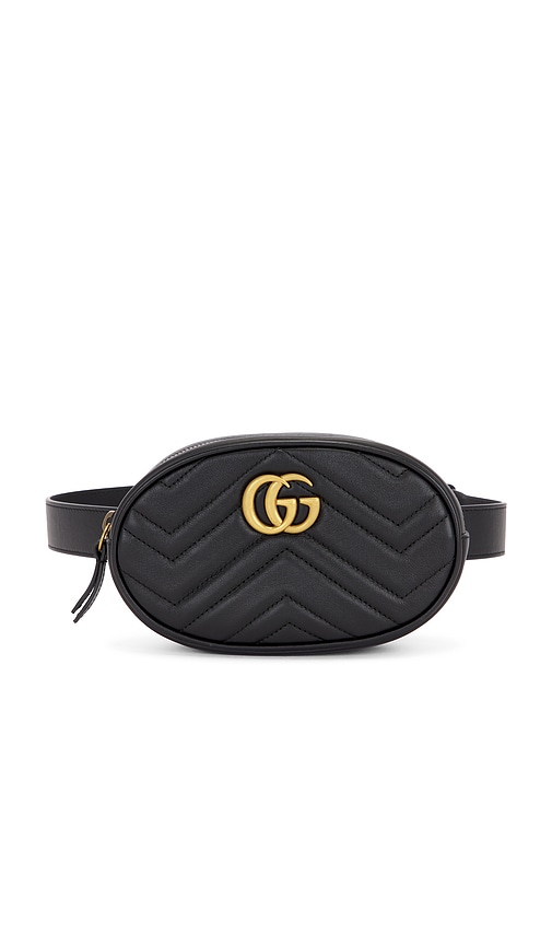 FWRD Renew Gucci GG Marmont Belt Bag in Black