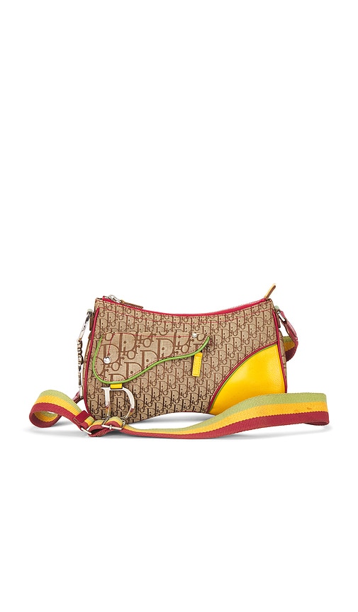 FWRD Renew Dior Rasta Trotter Double Saddle Bag in Beige