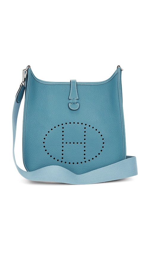 FWRD Renew Hermes Taurillon Clemence Evelyne I PM Shoulder Bag in Bleu Jean