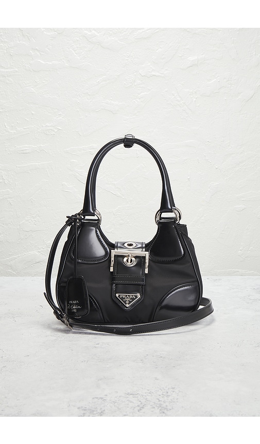 Fwrd Renew Prada Re-nylon Re-edition 2002 Moon Shoulder Bag In Black