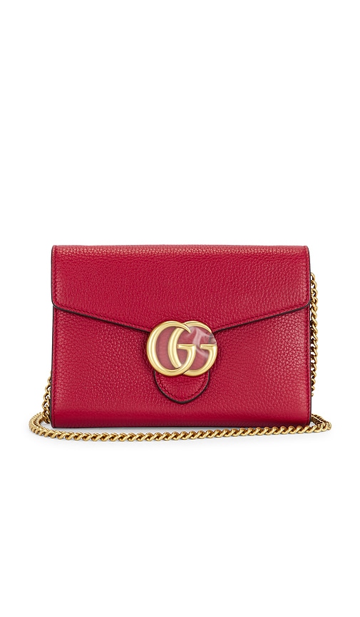 FWRD Renew Gucci GG Marmont Wallet On Chain in Red