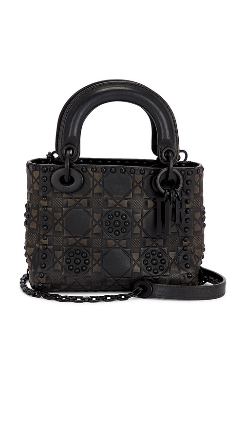 FWRD Renew Dior Studded Cannage Lady Dior Handbag in Black
