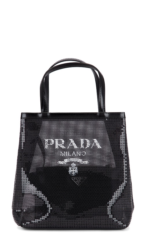 FWRD Renew Prada Rete Paillettes Tote Bag in Black
