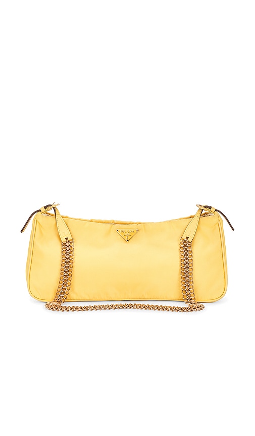 FWRD Renew Prada Tessuto Bacheli Shoulder Bag in Yellow