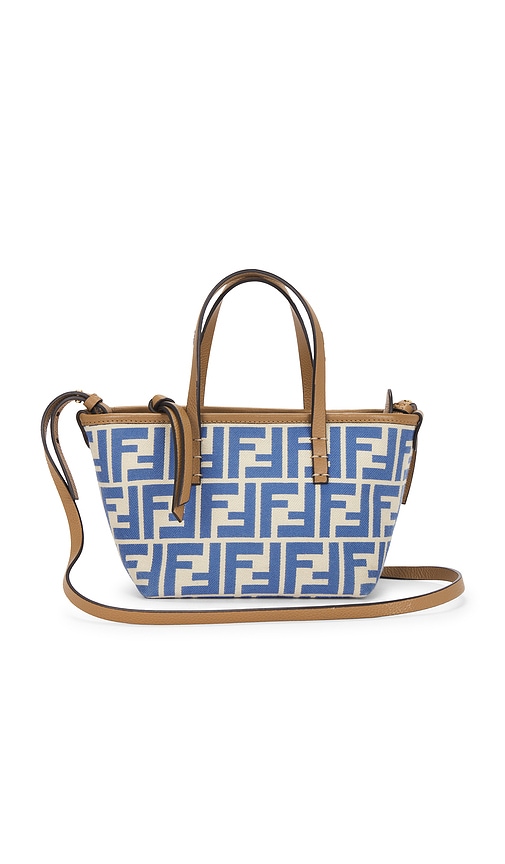 FWRD Renew Fendi FF Roll Mini Shopping Tote Bag in Blue