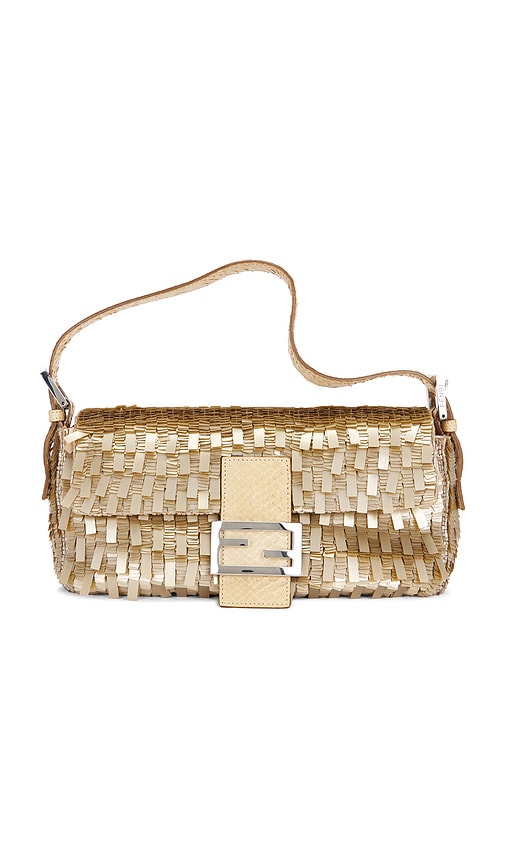 Fendi Python Trimmed Sequin Baguette Shoulder Bag in - FWRD Renew - Modalova