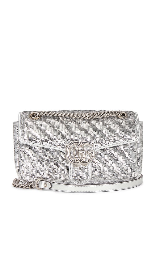 FWRD Renew Gucci GG Marmont Shoulder Bag in Silver
