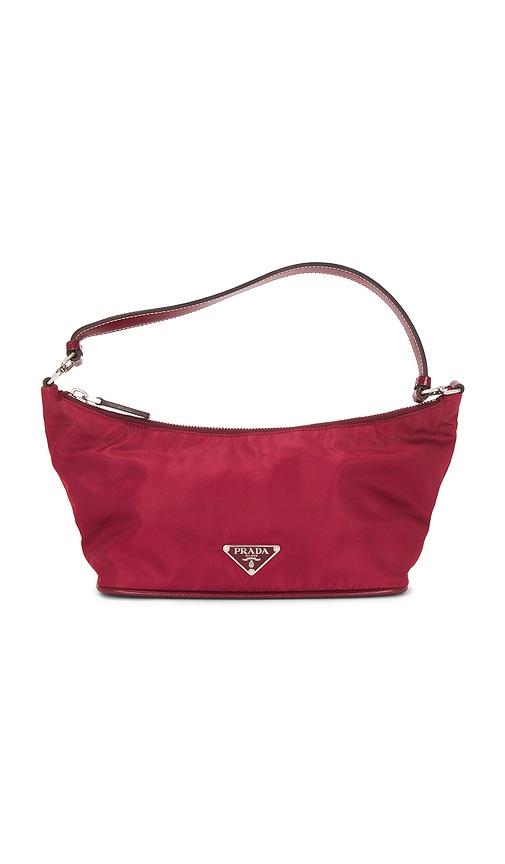 FWRD Renew Prada Nylon Pochette Accessoires Shoulder Bag in Red
