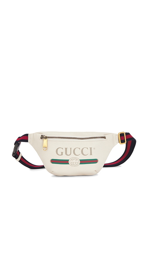 FWRD Renew Gucci Logo Belt Bag in White