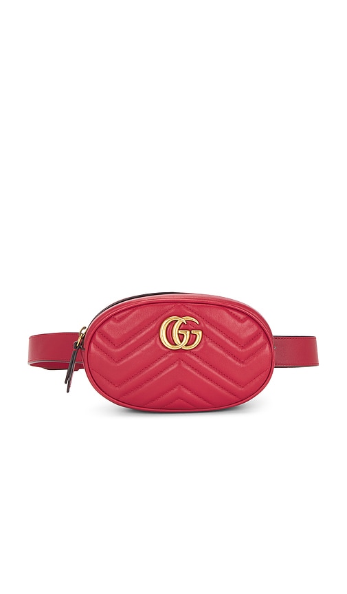 FWRD Renew Gucci GG Marmont Belt Bag in Hibiscus Red