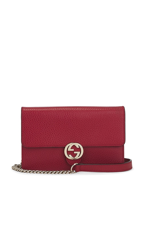 FWRD Renew Gucci Interlocking G Wallet On Chain in Red