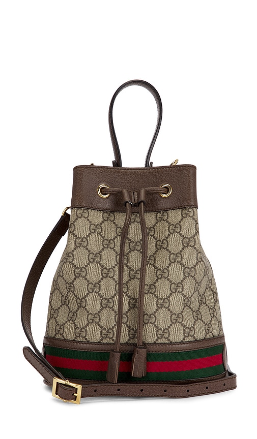 FWRD Renew Gucci GG Supreme Ophidia Bucket Bag in Beige