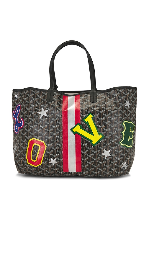 FWRD Renew Goyard Customized Varsity Letter Love Monogram Saint Louis PM Tote Bag in Brown