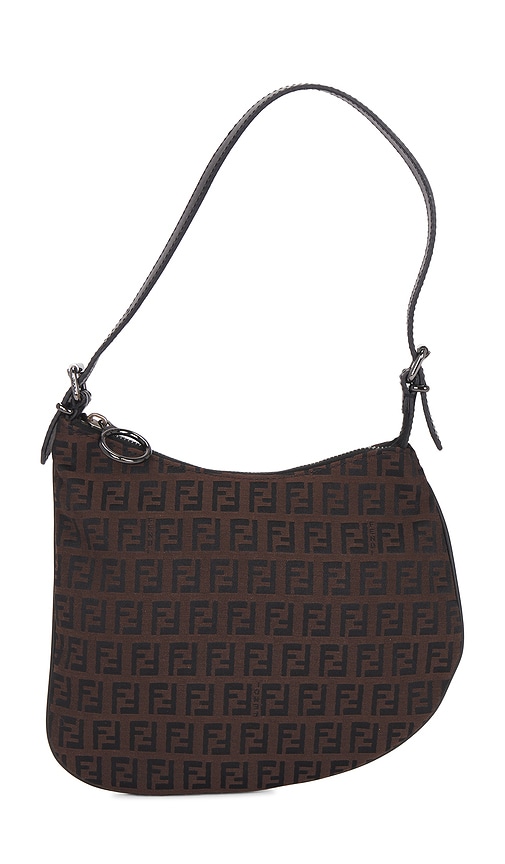 FWRD Renew Fendi Zucchino Oyster Shoulder Bag in Brown