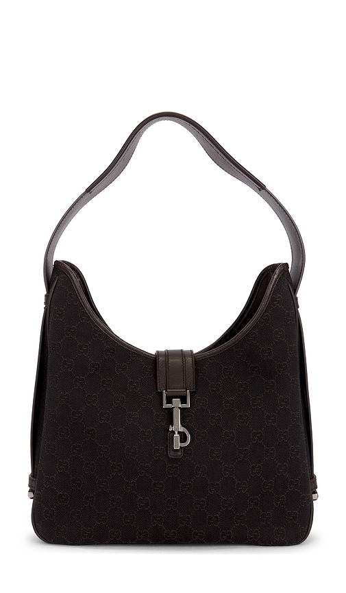 FWRD Renew Gucci Hook Closure Hobo Bag in Black