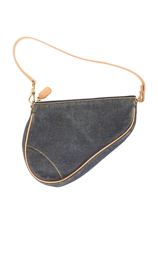 FWRD Renew Dior Denim Vintage Pochette Saddle Bag in Blue