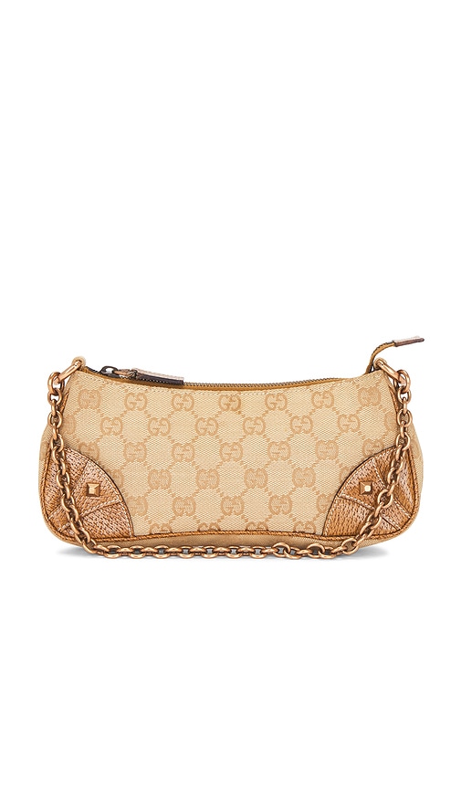 FWRD Renew Gucci Nailhead Pochette Shoulder Bag in Brown