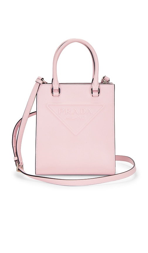 FWRD Renew Prada Logo Drill Mini Tote Bag in Pink