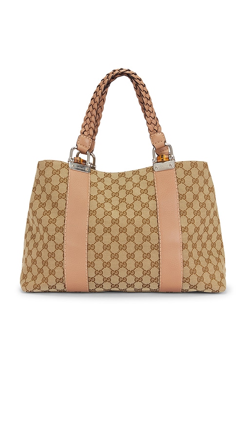 FWRD Renew Gucci Libeccio Bamboo Tote Bag in Beige