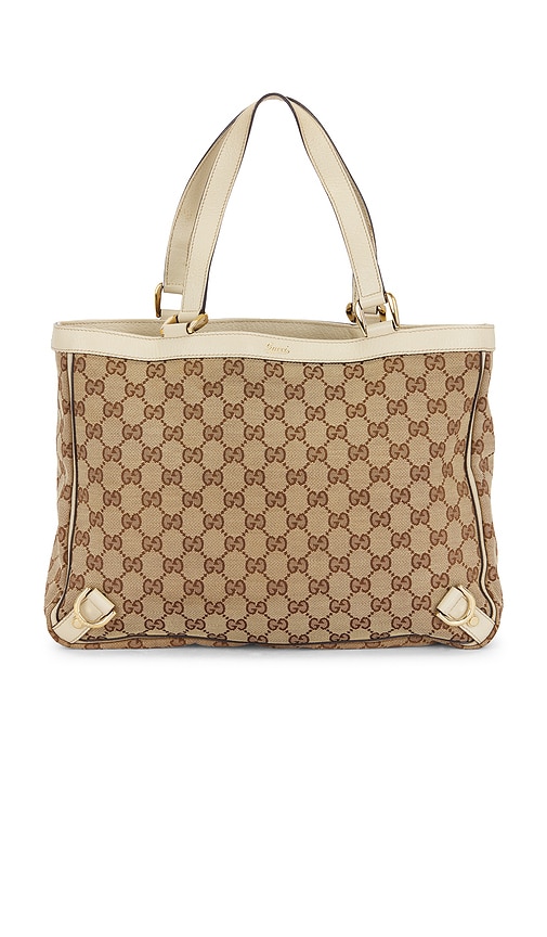 FWRD Renew Gucci Abbey Tote Bag in Beige