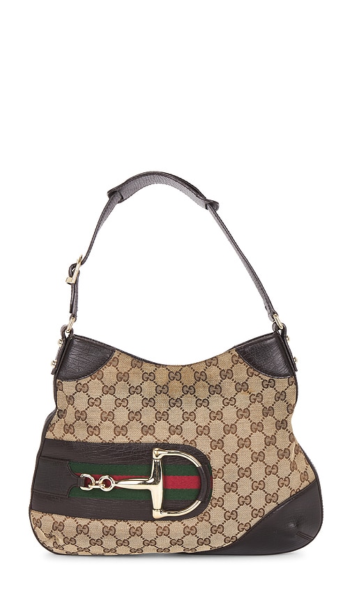 FWRD Renew Gucci Hasler Horsebit Hobo Bag in Beige