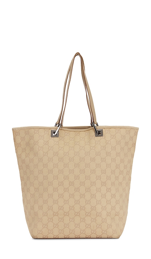 FWRD Renew Gucci Bucket Tote Bag in Beige