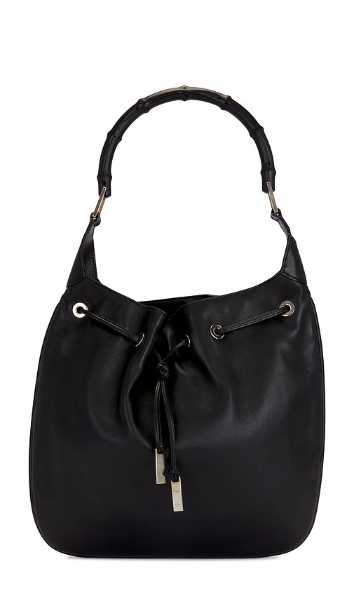 FWRD Renew Gucci X Tom Ford Bamboo Drawstring Shoulder Bag in Black