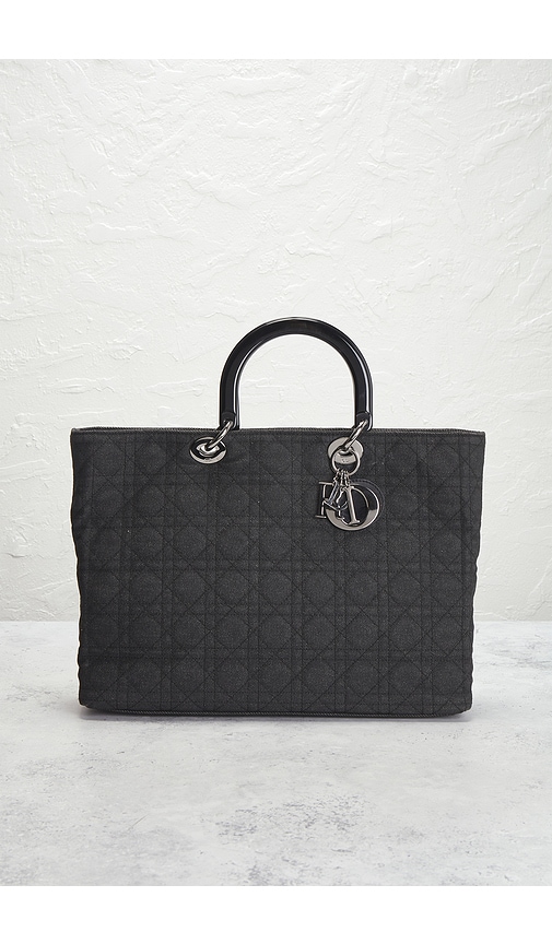 Fwrd Renew Dior Cannage Denim Lady Dior Tote Bag In Black