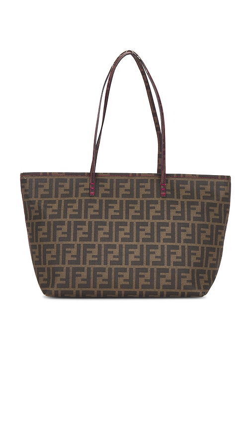 FWRD Renew Fendi Zucca Roll Tote Bag in Brown