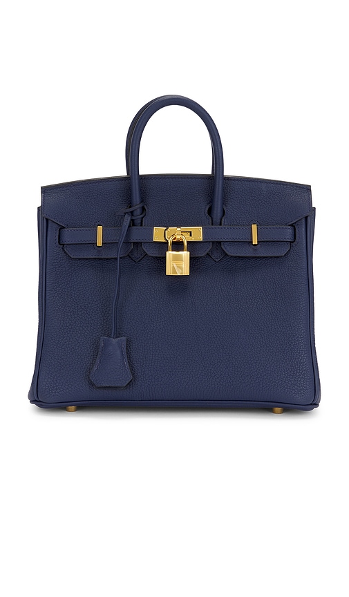 FWRD Renew Hermes Togo Birkin 25 Handbag in Bleu Navy