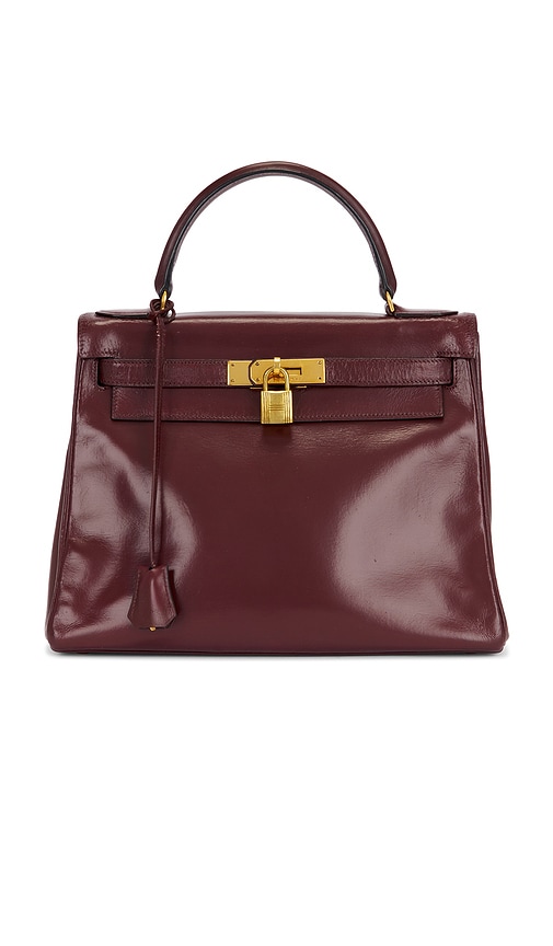 FWRD Renew Hermes 1978 Box Kelly 28 Handbag in Bordeaux