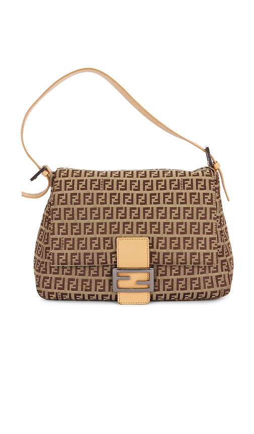 FWRD Renew Fendi Zucchino Mama Baguette Shoulder Bag in Beige