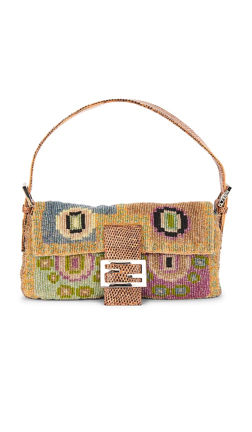 FWRD Renew Fendi Vintage Embroidery Beaded Baguette Shoulder Bag in Multi