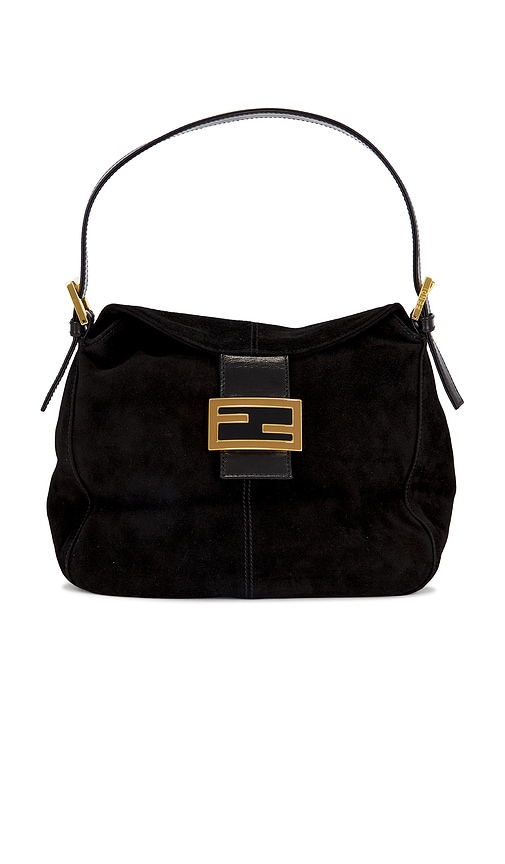 FWRD Renew Fendi Suede Mama Baguette Shoulder Bag in Black