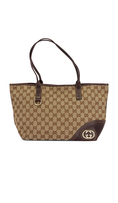 FWRD Renew Gucci New Britt Tote Bag in Beige