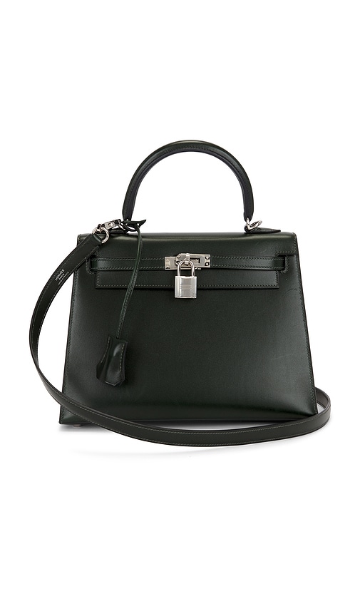 Fwrd Renew Hermes Box Kelly 25 Sellier Handbag In Black