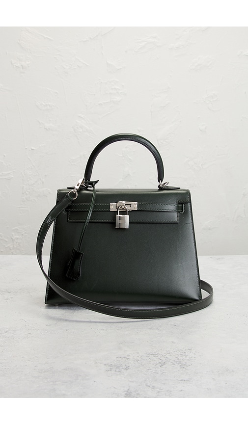 Fwrd Renew Hermes Box Kelly 25 Sellier Handbag In Black