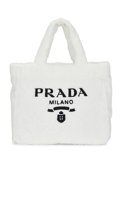 FWRD Renew Prada Terry Logo Tote Bag in White