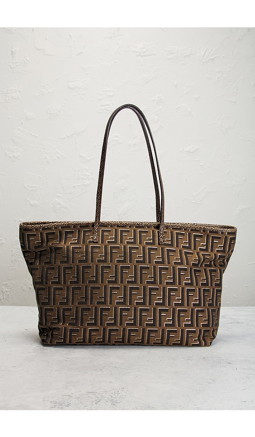 Fwrd Renew Fendi Zucca Roll Tote Bag In Brown