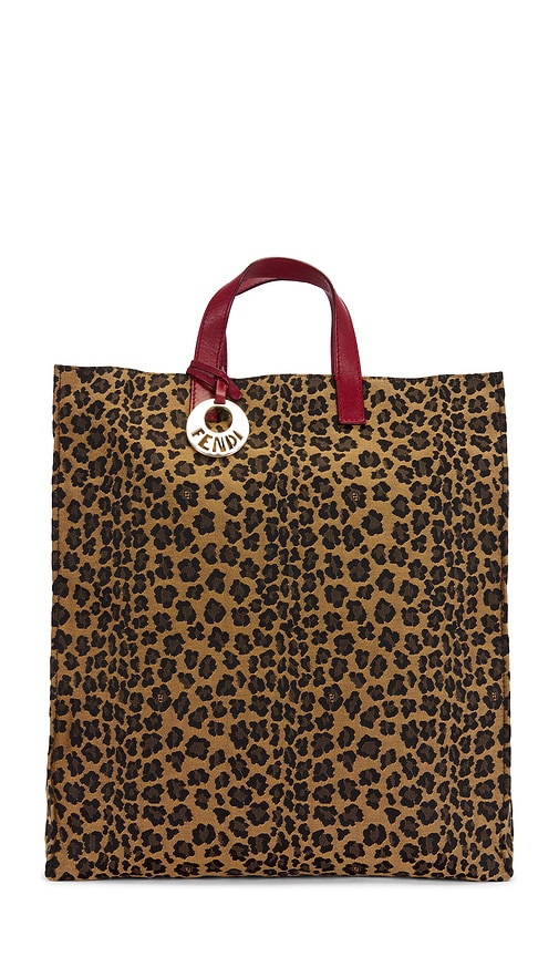 FWRD Renew Fendi Leopard Chef Vertical Tote Bag in Multi
