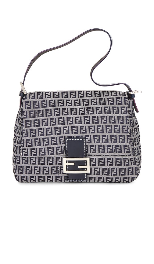 FWRD Renew Fendi Zucchino Mama Baguette Shoulder Bag in Blue
