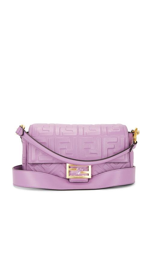Fwrd Renew Fendi Ff 1974 Embossed Re-edition Baguette Shoulder Bag In Purple