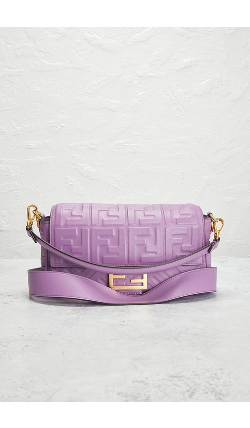 Fwrd Renew Fendi Ff 1974 Embossed Re-edition Baguette Shoulder Bag In Purple