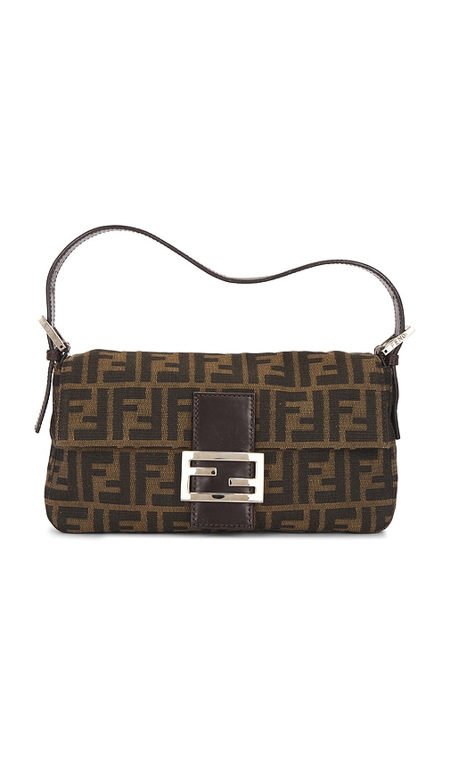 FWRD Renew Fendi Zucca Baguette Shoulder Bag in Brown