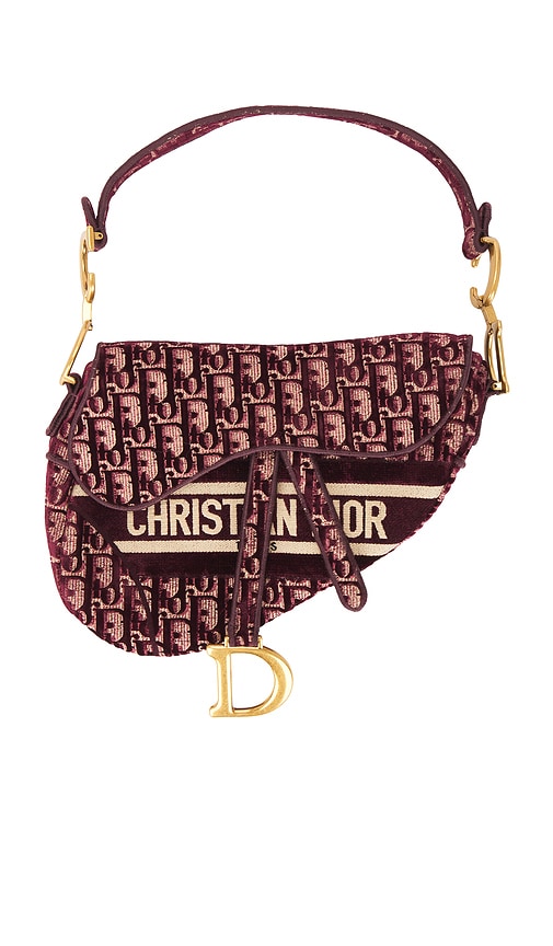FWRD Renew Dior Oblique Embroidered Velvet Saddle Bag