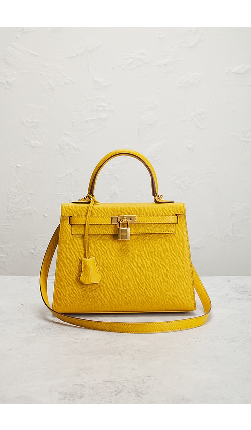 Fwrd Renew Hermes Epsom Kelly 25 Sellier Handbag In Yellow