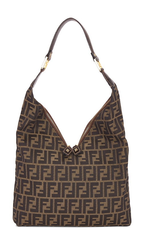 FWRD Renew Fendi Zucca Shoulder Bag in Brown