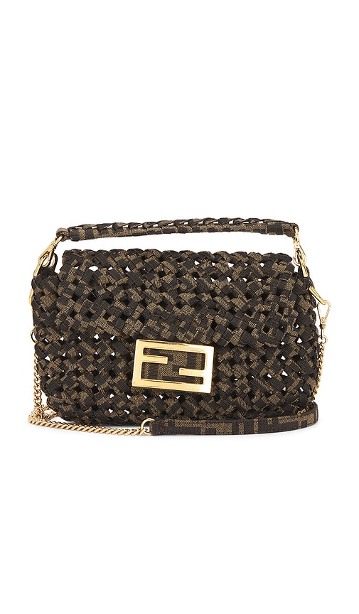 FWRD Renew Fendi Jacquard Interlace Zucca Mini Baguette Shoulder