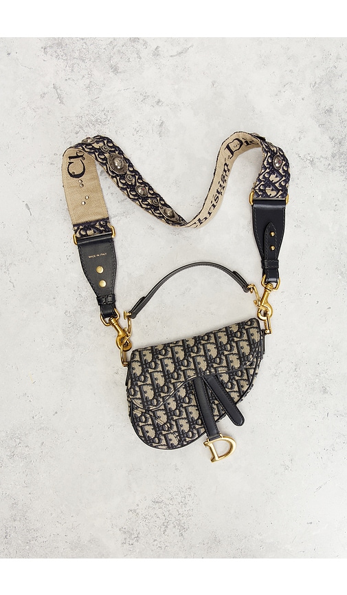 Fwrd Renew Dior Oblique Trotter Saddle Bag In Blue