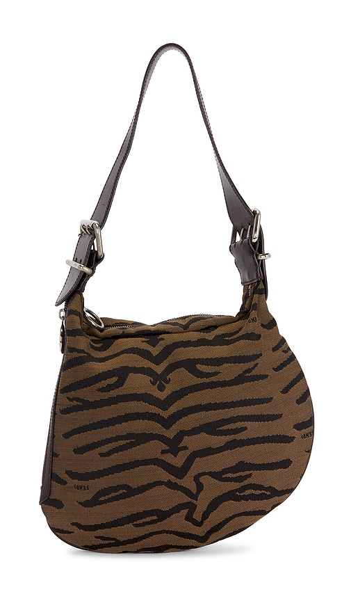 FWRD Renew Fendi Zebra Oyster Shoulder Bag in Brown